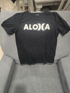 Hurley Black Tee with White ALOXA Graphic